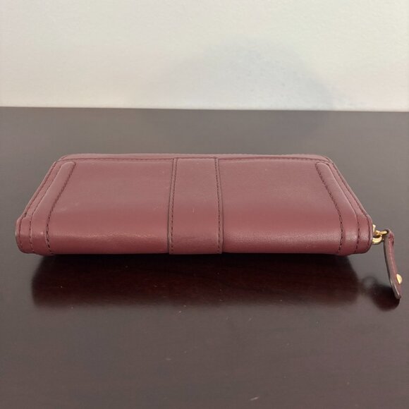 Coach Campbell Dark Purple Leather Zip Around Accordion Wallet - Picture 5 of 8
